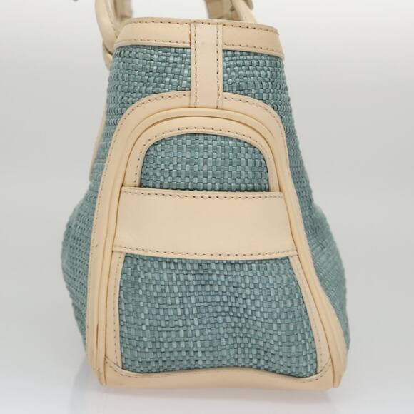 CELINE Hand Bag Straw Leather Blue Cream Gold - Picture 4 of 13